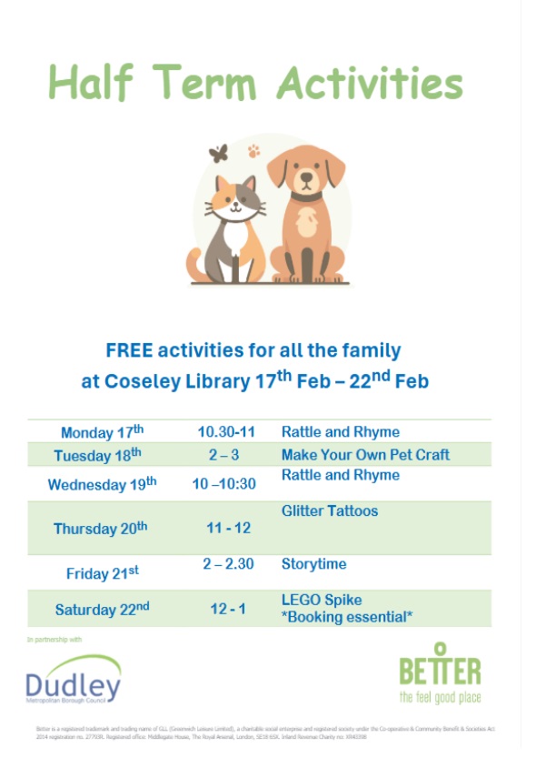 Coseley Library - Children's Half Term Activities